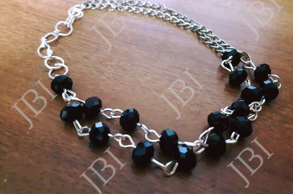 Black Crystal Silver  Bracelet