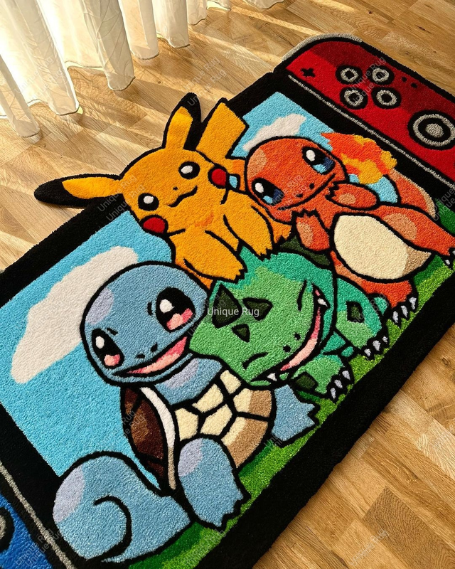 Pikachu Rug Hand-Tufted 100% Wool Handmade Area Rug Carpet for Home| Bedroom Rug| Living Room Rug| Kids Carpet