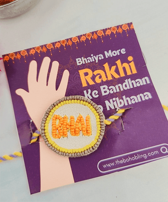 Handcrafted Beaded Bhai Motif Rakhi